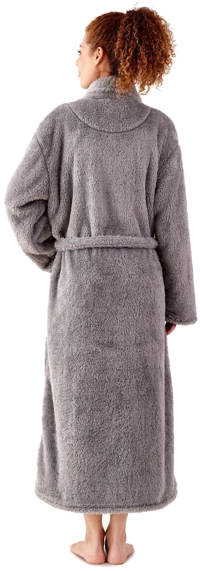 Alt view image 3 of 6 - Robes for Women Premium Womens Plush Soft Robe Fluffy, Warm, Fleece Sherpa Shaggy Bathrobe, Soft Warm Womens Robe with Pockets and Belt, Light Grey, Large