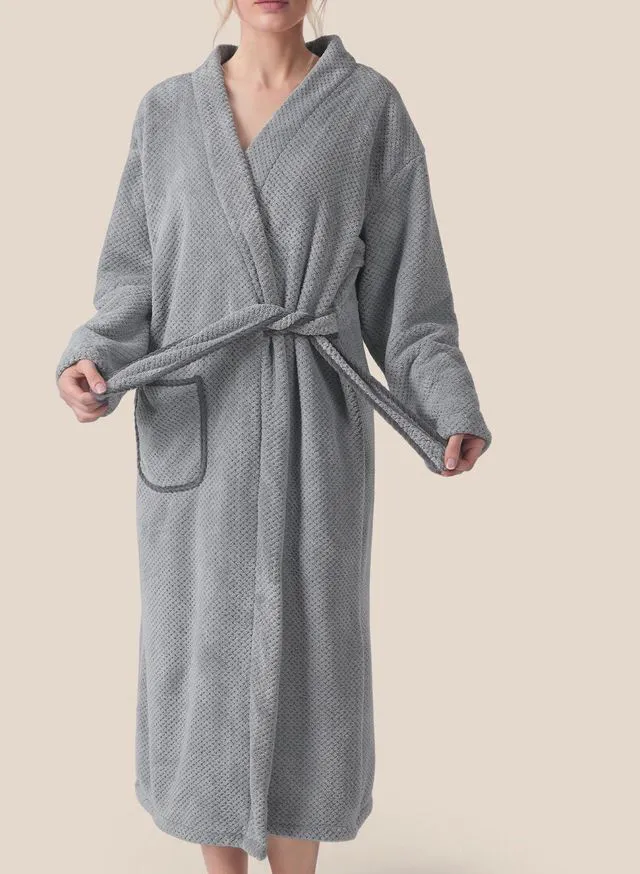 Alt view image 2 of 7 - Gray Women's Bathrobe, Medium