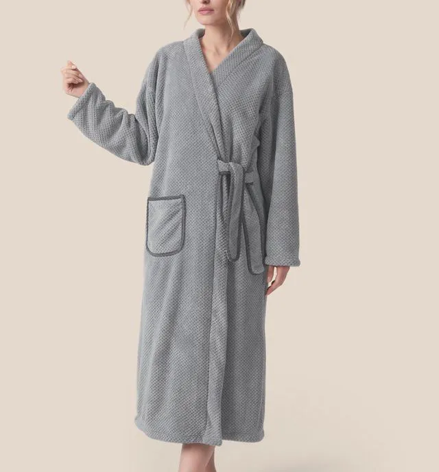 Alt view image 3 of 7 - Gray Women's Bathrobe, Medium