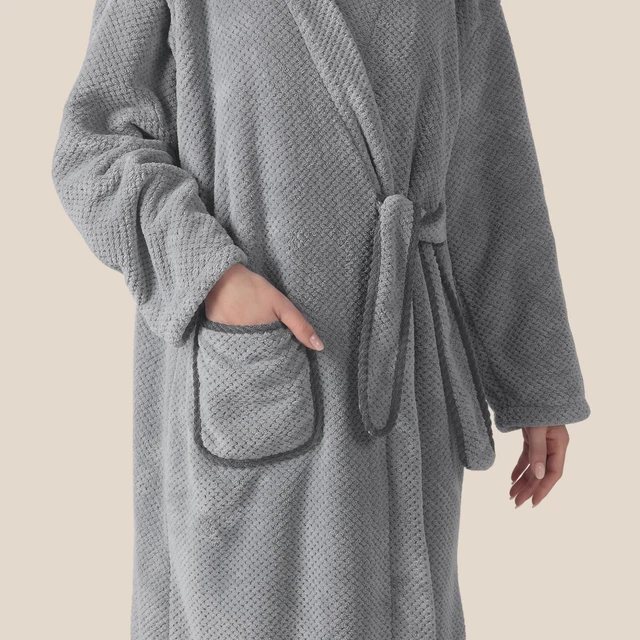 Alt view image 4 of 7 - Gray Women's Bathrobe, Medium