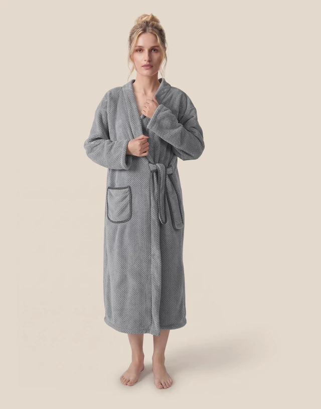Alt view image 6 of 7 - Gray Women's Bathrobe, Medium