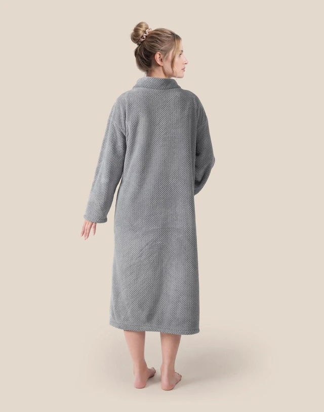 Alt view image 7 of 7 - Gray Women's Bathrobe, Medium