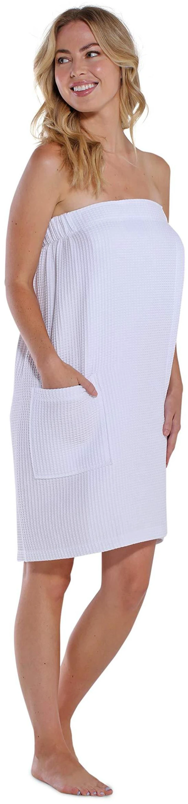 Alt view image 2 of 6 - Lightweight Knee Length Waffle Robes For Women Spa Bath Waffle