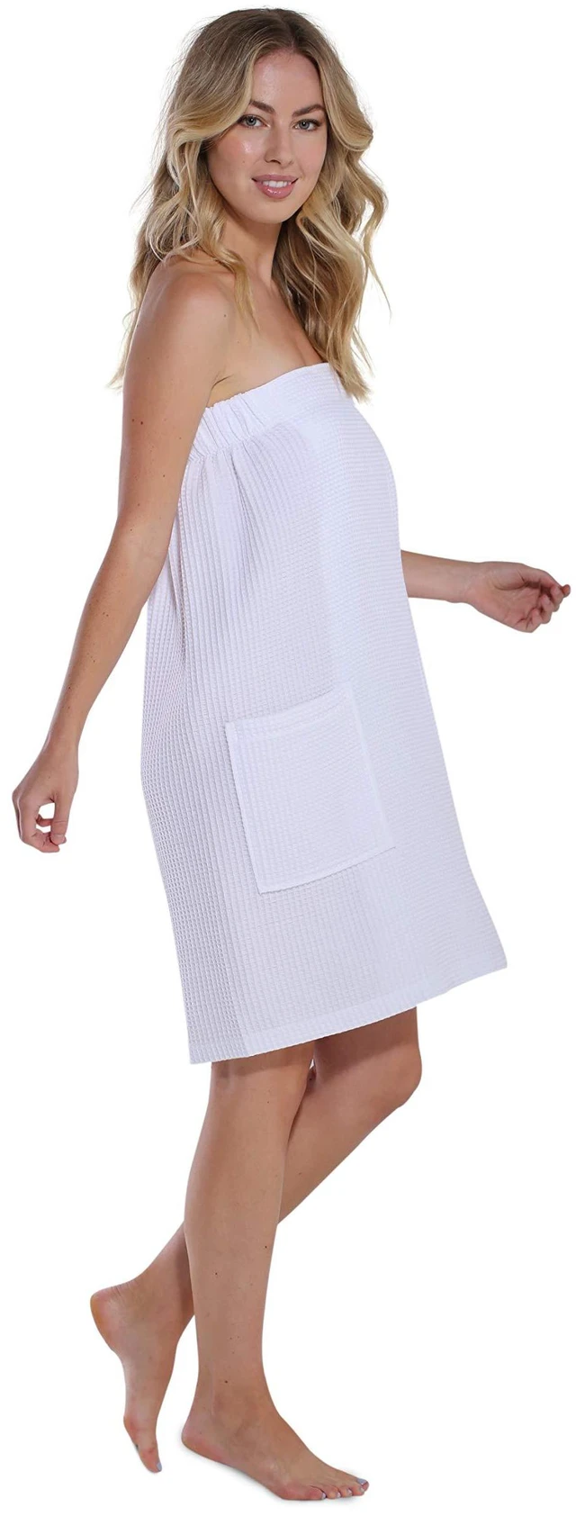 Alt view image 4 of 6 - Lightweight Knee Length Waffle Robes For Women Spa Bath Waffle