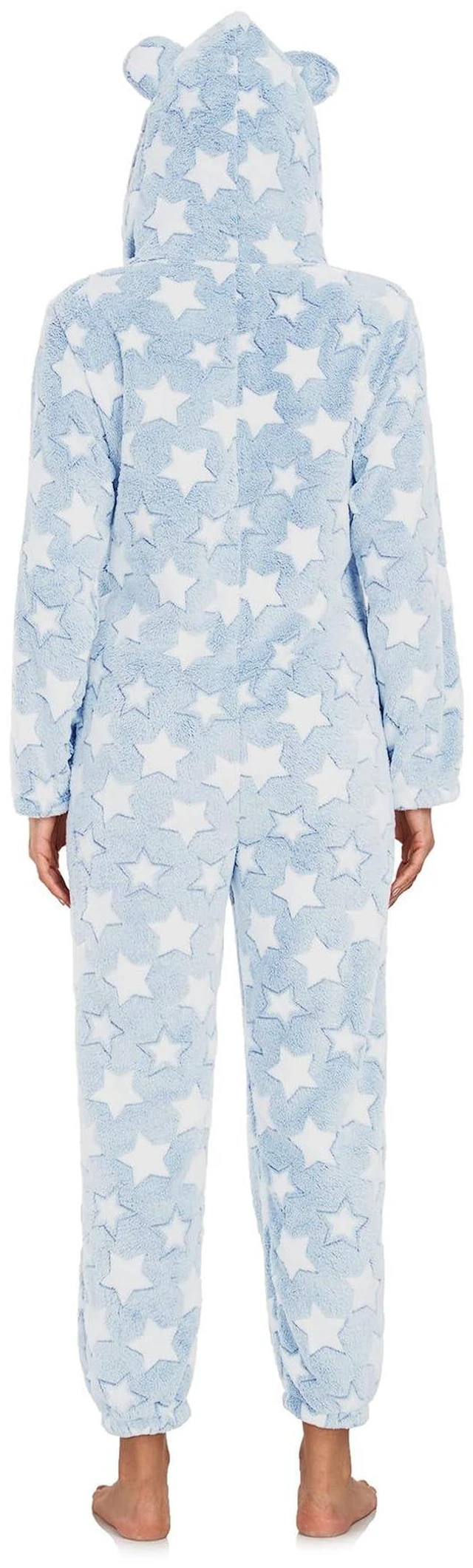 Alt view image 6 of 6 - One-piece Women Robes with Star Plush Long Bathrobe for Women Warm Soft and Lightweight for Birthday and Holiday Gifts (Blue, XXL)