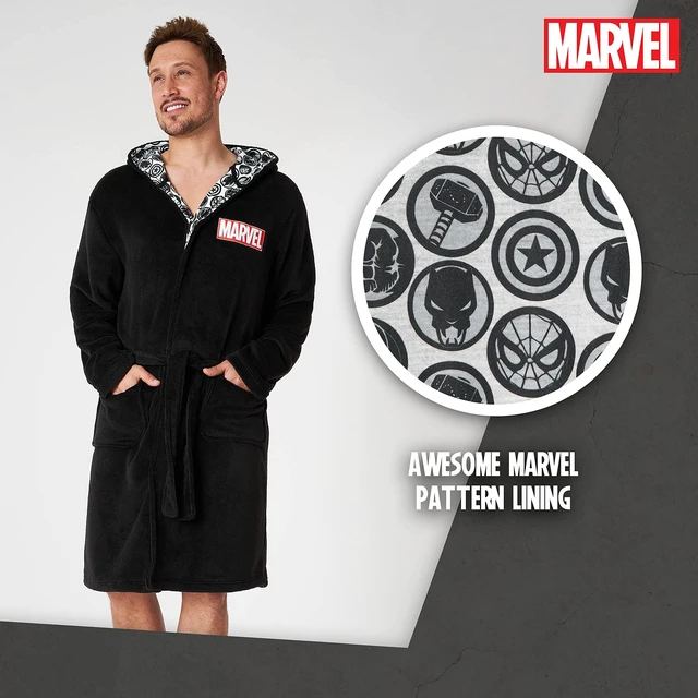 Alt view image 3 of 6 - Mens Dressing Gowns, Fleece Dressing Gown Bathrobe S-3XL, gifts, (Black, XXL)