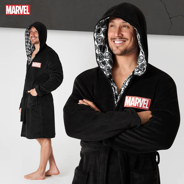 Alt view image 5 of 6 - Mens Dressing Gowns, Fleece Dressing Gown Bathrobe S-3XL, gifts, (Black, XXL)