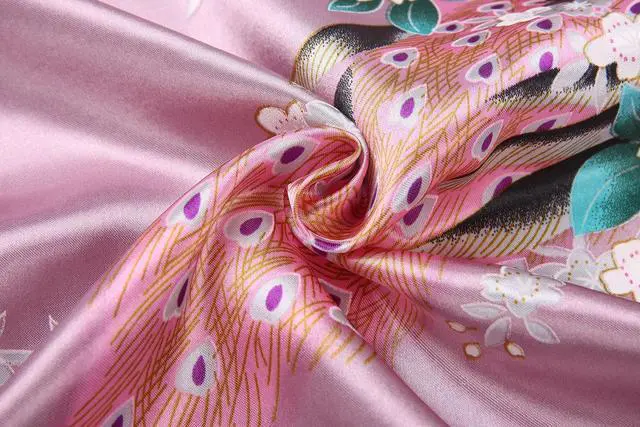 Alt view image 5 of 6 - Women Lightweight Robe Kimono Soft Bathrobe Bridal Party, Pink Purple X-Large