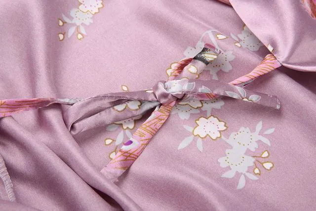 Alt view image 4 of 6 - Women Lightweight Robe Kimono Soft Bathrobe Bridal Party, Pink Purple X-Large