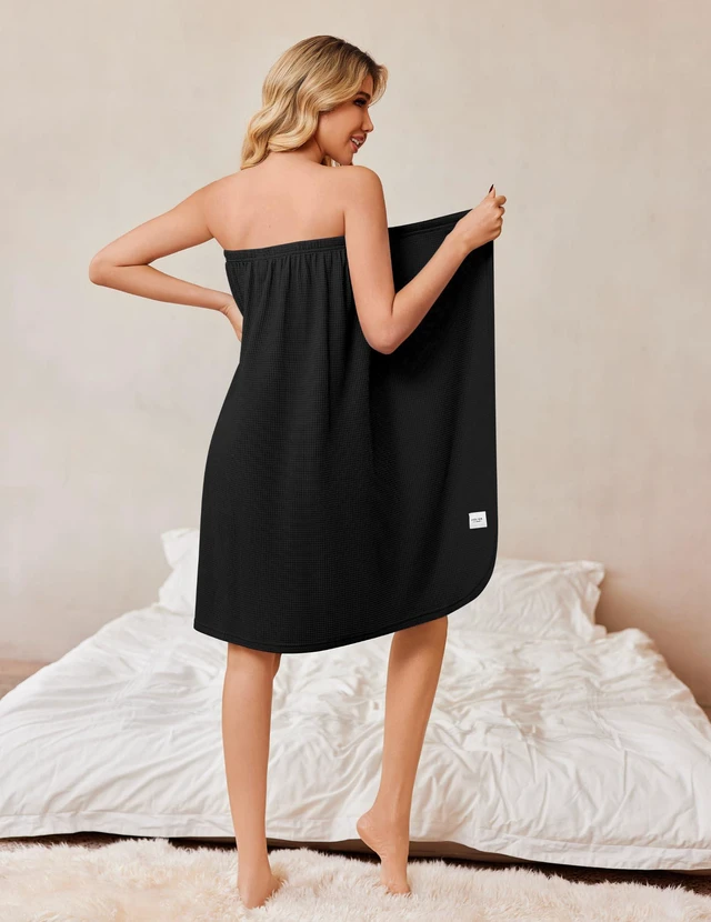 Alt view image 6 of 6 - Waffle Robes Towel Wrap for Women Bath Wrap Lightweight Spa Robe | Shower Wrap Towel for Women, Bath Robe, Body Wrap Towel After Shower with Adjustable Closure, Knee Length