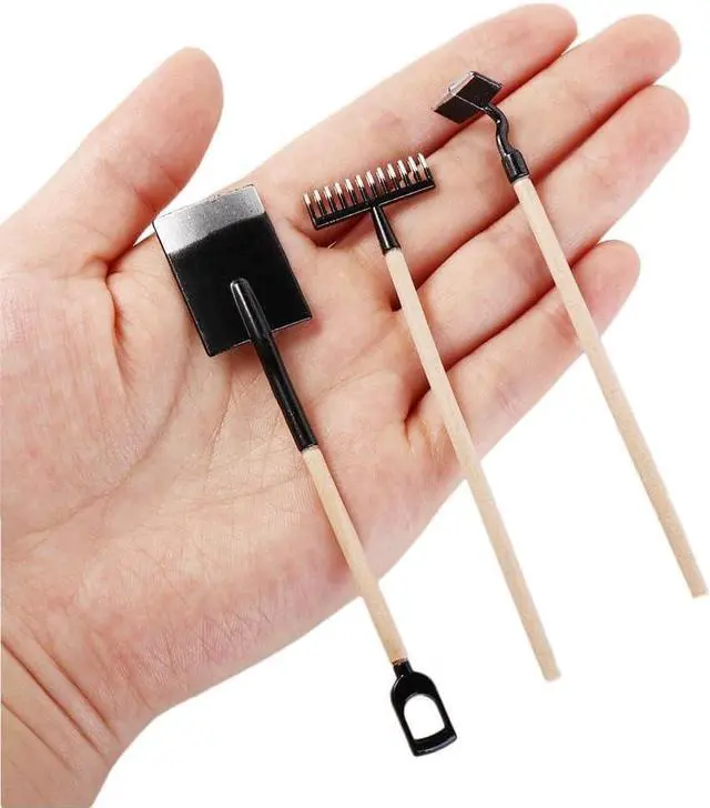 Alt view image 5 of 7 - 3 Pcs Red Miniature Garden Tools 1:12 Mini Shovels and Rake Farm Tools Fairy Garden Dollhouse Accessories Furniture Toy Sets