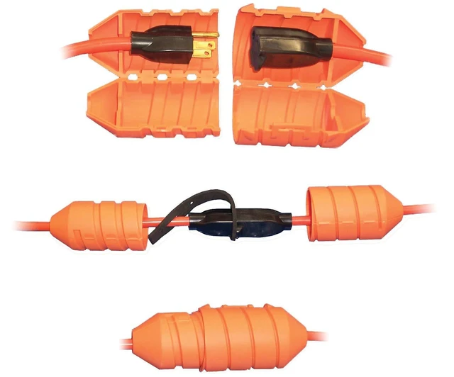 Alt view image 3 of 4 - 1 Cord Connect Watertight Cord Lock, Orange | Simple, practical, effective cord lock provides a secure, watertight connection for extension cords outdoors