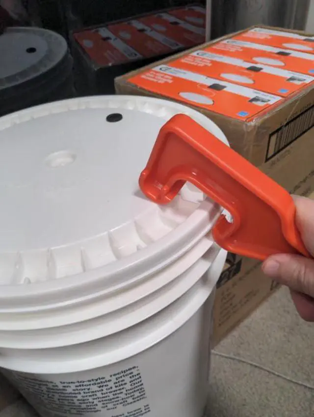Alt view image 2 of 5 - 5 Gallon Bucket Opener Tool for Lids - Large Heavy Duty Plastic - 12X Leverage Strength for Easy Paint Can, Pail or Bucket Opening - Finger Grip Handle