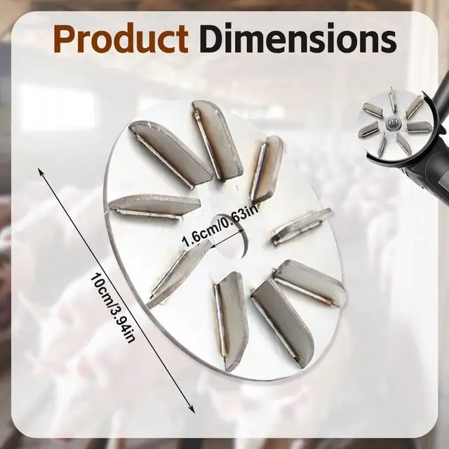 Alt view image 2 of 7 - Pig Hair Removal Tool, Labor-Saving Pig Hair Remover Scraper Disc, Effort-Saving Metal Scraping Disc, Labor Save Hairs Removing Tool, Suitable for Farm, Livestock Dehairing (9 Teeth-1Pack)