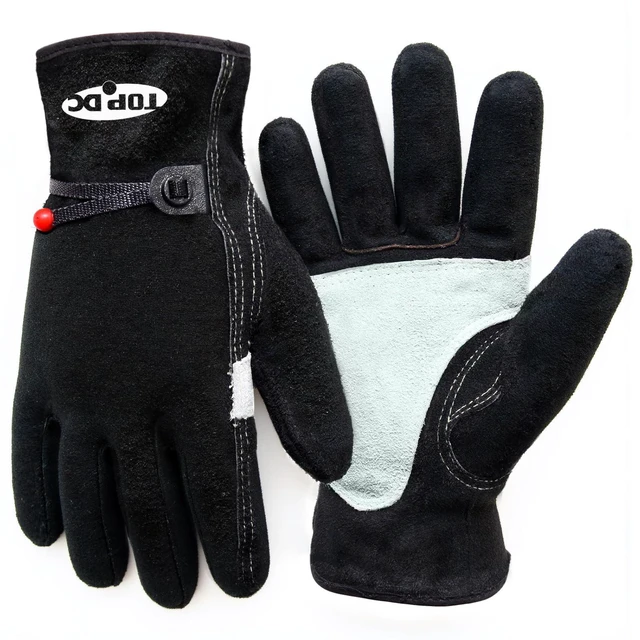 Main image of Leather Work Gloves for Men, Reinforced Palm, Garden & Yard Work, L | Cowhide Gloves with Cotton Lining and Adjustable Cuff Support Gardening, Welding, Chainsaw, Farm, and Ranch Work