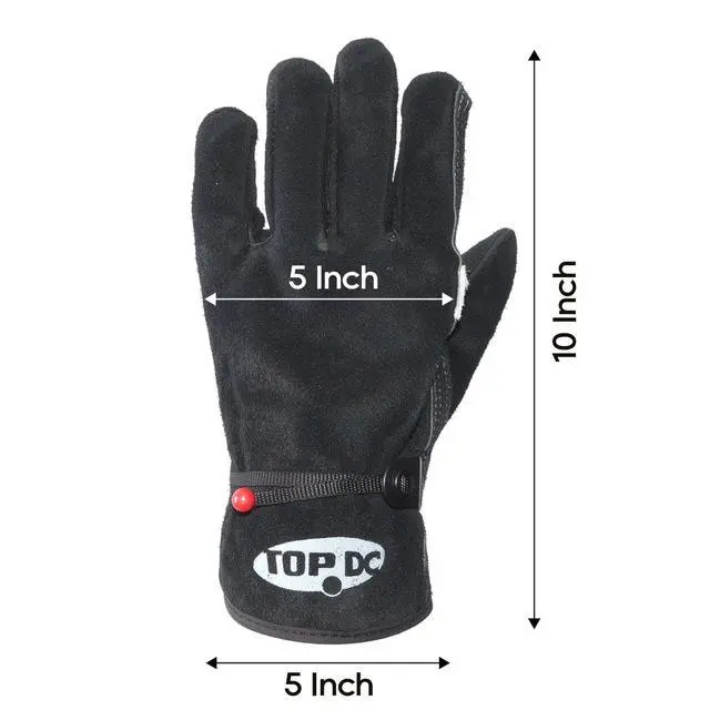 Alt view image 7 of 7 - Leather Work Gloves for Men, Reinforced Palm, Garden & Yard Work, L | Cowhide Gloves with Cotton Lining and Adjustable Cuff Support Gardening, Welding, Chainsaw, Farm, and Ranch Work