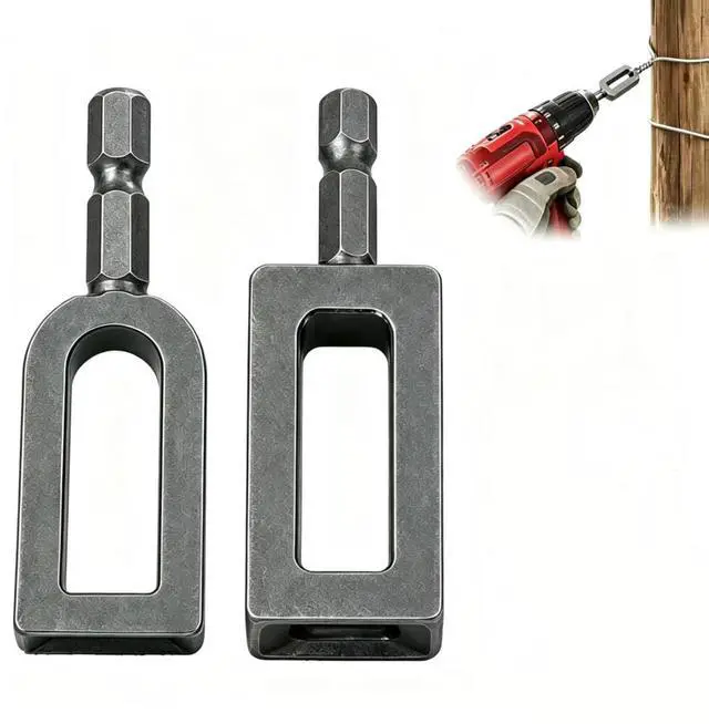 Main image of Wire Twister for Drill - 2Pcs Heavy Duty Fence Wire Twisting Tool Fits 9 & 11 Gauge Wire, 1/4" Hex Shank Drill Attachments, T-Post Clip Twister and Rebar Tie Wire Twisting Spinner for Farm & Garden