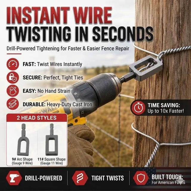 Alt view image 3 of 7 - Wire Twister for Drill - 2Pcs Heavy Duty Fence Wire Twisting Tool Fits 9 & 11 Gauge Wire, 1/4" Hex Shank Drill Attachments, T-Post Clip Twister and Rebar Tie Wire Twisting Spinner for Farm & Garden
