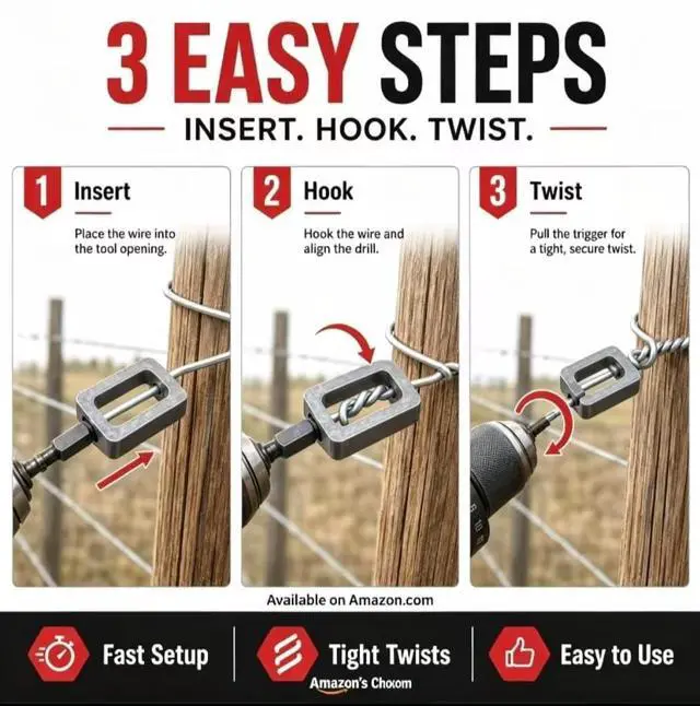 Alt view image 4 of 7 - Wire Twister for Drill - 2Pcs Heavy Duty Fence Wire Twisting Tool Fits 9 & 11 Gauge Wire, 1/4" Hex Shank Drill Attachments, T-Post Clip Twister and Rebar Tie Wire Twisting Spinner for Farm & Garden