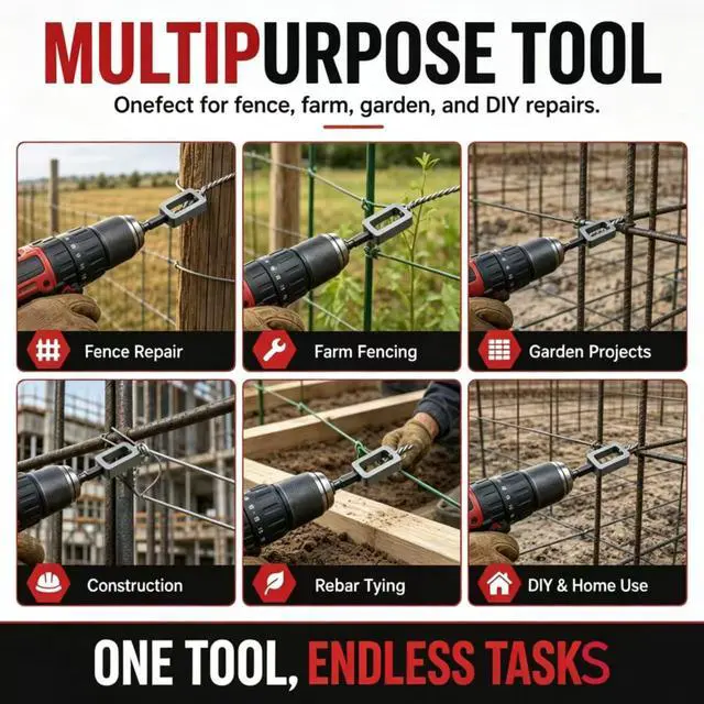 Alt view image 7 of 7 - Wire Twister for Drill - 2Pcs Heavy Duty Fence Wire Twisting Tool Fits 9 & 11 Gauge Wire, 1/4" Hex Shank Drill Attachments, T-Post Clip Twister and Rebar Tie Wire Twisting Spinner for Farm & Garden