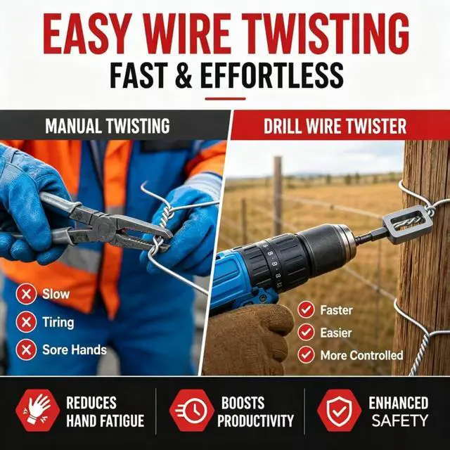 Alt view image 6 of 7 - Wire Twister for Drill - 2Pcs Heavy Duty Fence Wire Twisting Tool Fits 9 & 11 Gauge Wire, 1/4" Hex Shank Drill Attachments, T-Post Clip Twister and Rebar Tie Wire Twisting Spinner for Farm & Garden