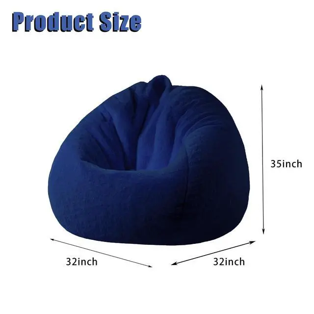 Alt view image 3 of 7 - Faux Fur Bean Bag Cover (No Filler) Stuffed Animal Storage Adults Dark Blue