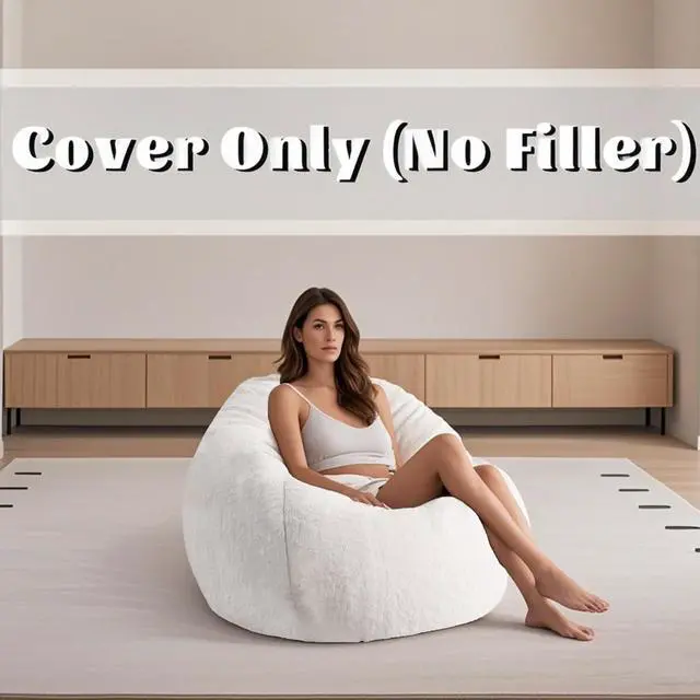 Alt view image 5 of 7 - Faux Fur Bean Bag Cover (No Filler) Stuffed Animal Storage Adults Dark Blue