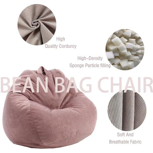 Alt view image 7 of 7 - Bean Bag Chairs Memory Kids Chair Foam Filled Reading Gaming Sofa Bedroom