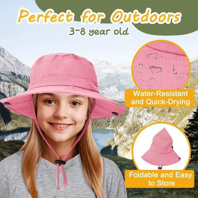 Alt view image 6 of 6 - Outdoor Kids Sun Hat UPF 50+ Quick Dry Foldable Bucket Hat Lightweight Adjustable Fishing Safari Hat for Girls and Boys