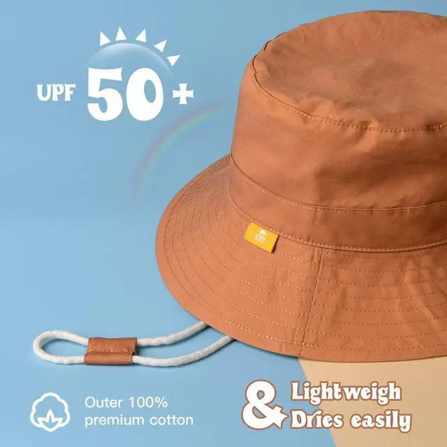 Alt view image 6 of 7 - Baby Sun Hat for Boy Girl Toddler Summer Bucket Hat Kids Sun Protection Beach Hat Cotton Baby Hats