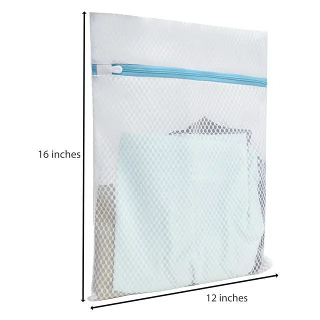 Alt view image 2 of 7 - Mesh Laundry Bags for Delicates 3 Pack (12×16) with Color-Coded Zippers, Protects Clothes from Damage, Breathable Honeycomb Mesh, Washer & Dryer Safe bags - Ideal for Bras, Lingerie & Socks