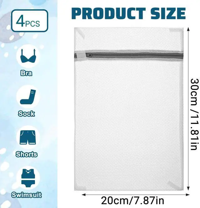 Alt view image 2 of 7 - 4Pcs Mesh Laundry Bags for Delicates 30x20cm Small Mini Durable Lingerie Bags for Washing Machine Delicates Laundry Bag for Lingerie Underwear Socks Baby Clothes Travel 11.8 x 7.87 Inches