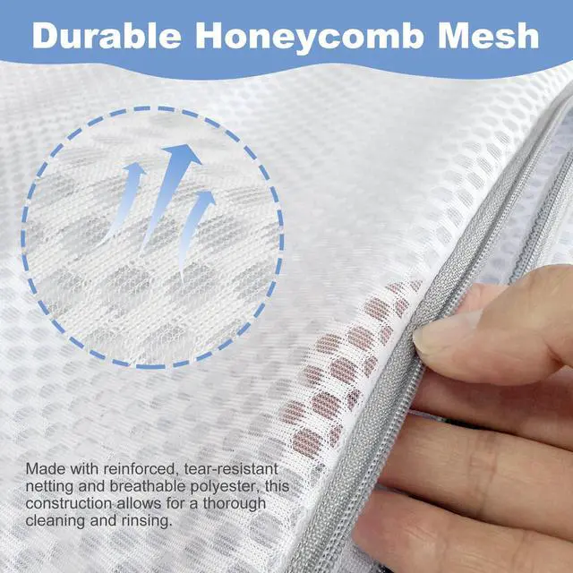 Alt view image 3 of 7 - Laundry Bags Mesh Wash Bags for Delicates, Upgraded Honeycomb & Fine Mesh, Extra Durable with Sturdy Zippers, Protect Clothes in Washing Machine Essentials for Home, College & Dorm, 16 x 20 in 3-Pack