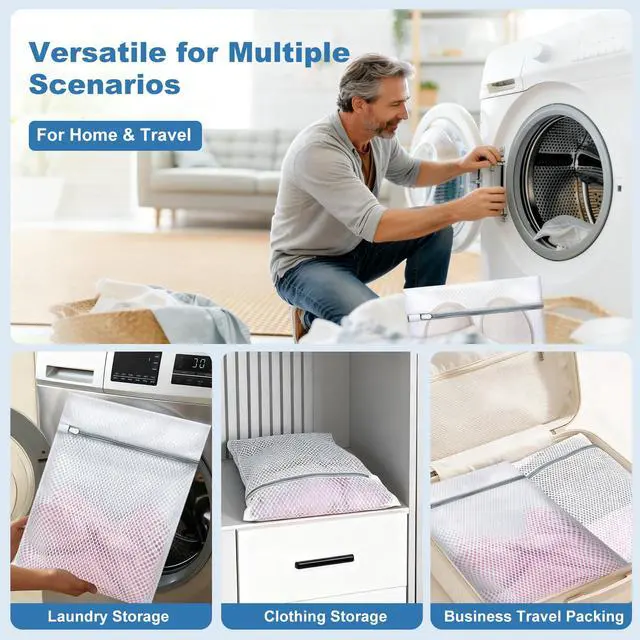 Alt view image 6 of 7 - Laundry Bags Mesh Wash Bags for Delicates, Upgraded Honeycomb & Fine Mesh, Extra Durable with Sturdy Zippers, Protect Clothes in Washing Machine Essentials for Home, College & Dorm, 16 x 20 in 3-Pack