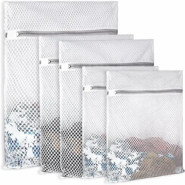Main image of Mesh Laundry Bags for Delicates,Durable Zipper Wash Bags for Delicates, Lingerie, Bras, Underwear, Baby Clothes - Protect Garments in Washing Machine, 5-Piece Set (3 sizes)