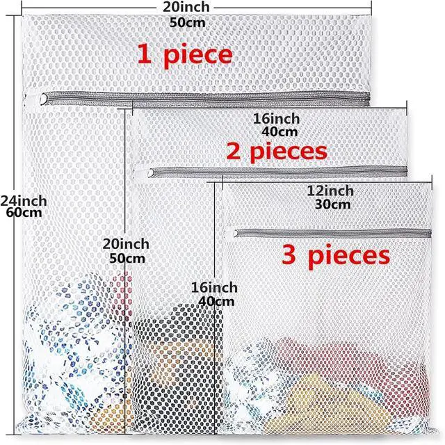 Alt view image 2 of 6 - Mesh Laundry Bags for Delicates,Durable Zipper Wash Bags for Delicates, Lingerie, Bras, Underwear, Baby Clothes - Protect Garments in Washing Machine, 5-Piece Set (3 sizes)