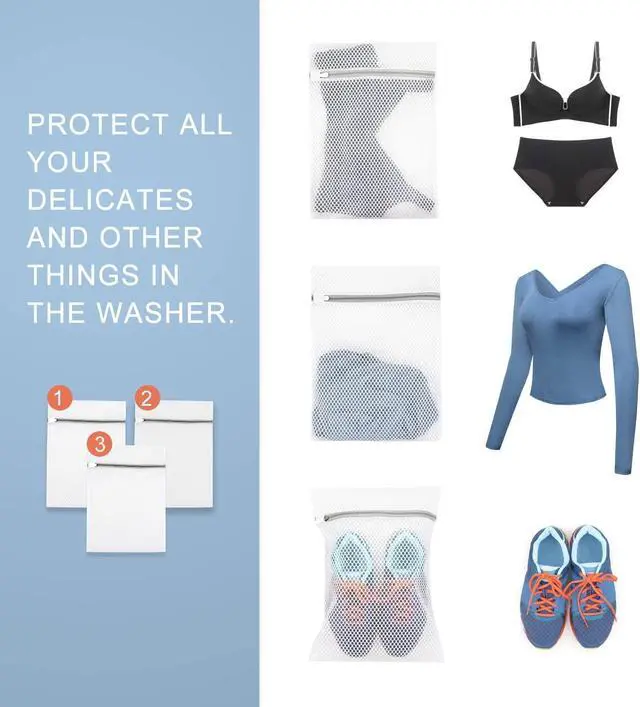 Alt view image 6 of 6 - Mesh Laundry Bags for Delicates,Durable Zipper Wash Bags for Delicates, Lingerie, Bras, Underwear, Baby Clothes - Protect Garments in Washing Machine, 5-Piece Set (3 sizes)