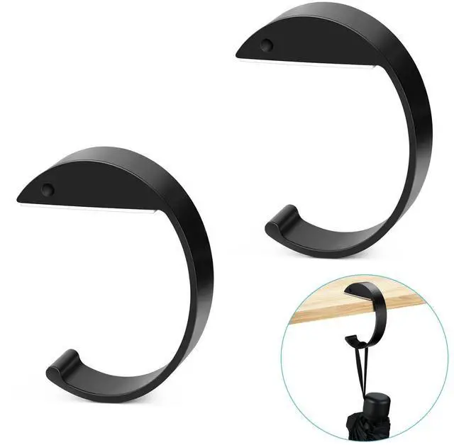 Main image of 2PCS C Shape Purse Hooks for Table, Headphone Hanger, Aluminum Alloy Desk Heavy Duty Purse Handbag Hooks for Organize Desktop Storage Items (Black)