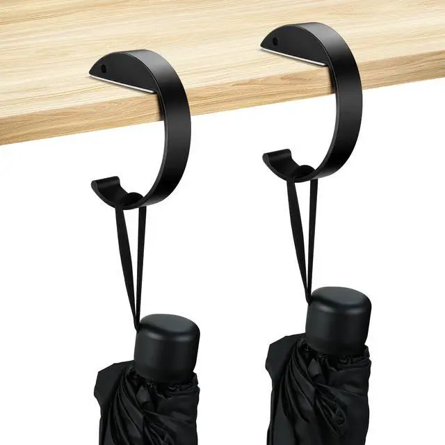 Alt view image 2 of 7 - 2PCS C Shape Purse Hooks for Table, Headphone Hanger, Aluminum Alloy Desk Heavy Duty Purse Handbag Hooks for Organize Desktop Storage Items (Black)