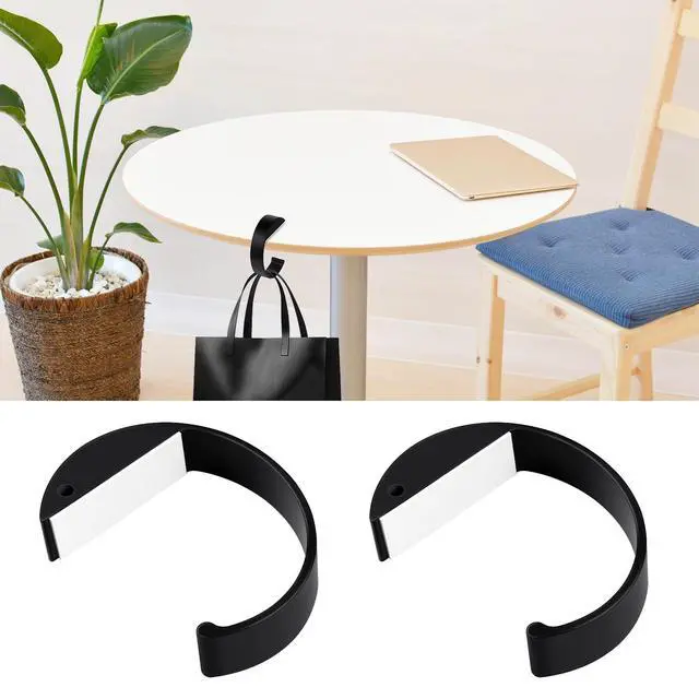 Alt view image 7 of 7 - 2PCS C Shape Purse Hooks for Table, Headphone Hanger, Aluminum Alloy Desk Heavy Duty Purse Handbag Hooks for Organize Desktop Storage Items (Black)