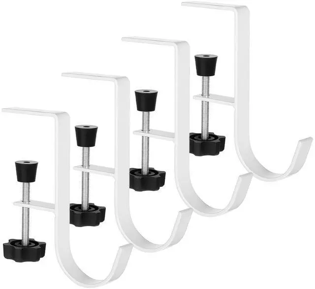 Main image of 4Pcs Purse Hook for Table, Handbag Hanger for Desk Clamp-On Under Desk Backpack Hanger Adjustable White Bag Hook for Tables Heavy Duty Organize Desktop