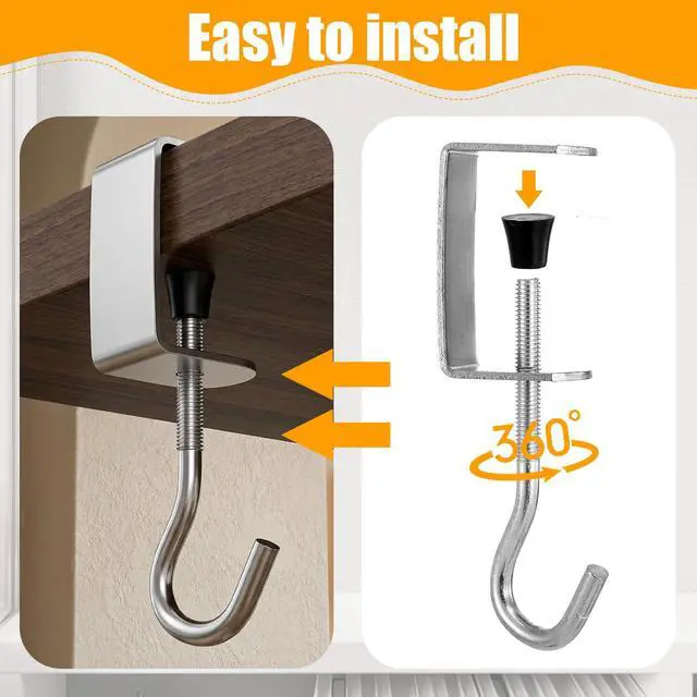 Alt view image 3 of 7 - 6 Pcs Adjustable Table Hooks for Hanging Bags
