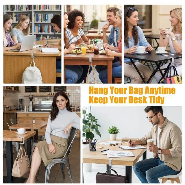 Alt view image 7 of 7 - 6 Pcs Adjustable Table Hooks for Hanging Bags