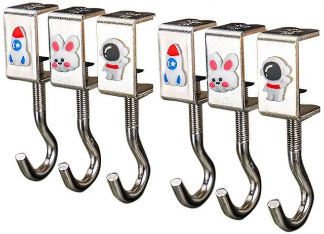 Main image of Table Mounting Hooks, 6 Pcs Alloy Adjustable Holder for Table Hanging of Schoolbag, Towel, Unbrella and All Can be Hanging on (6)