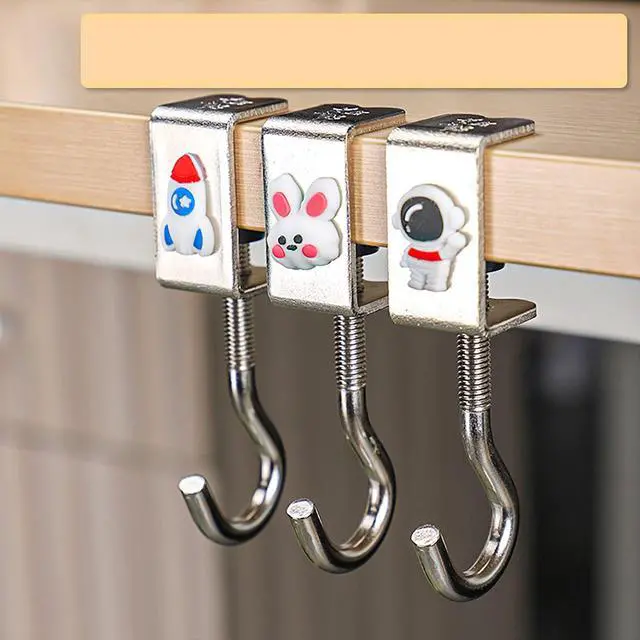 Alt view image 3 of 7 - Table Mounting Hooks, 6 Pcs Alloy Adjustable Holder for Table Hanging of Schoolbag, Towel, Unbrella and All Can be Hanging on (6)