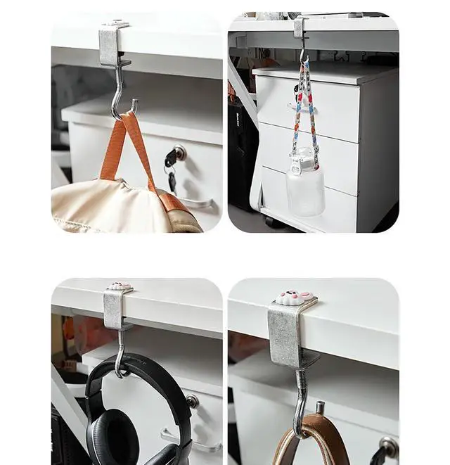 Alt view image 7 of 7 - Table Mounting Hooks, 6 Pcs Alloy Adjustable Holder for Table Hanging of Schoolbag, Towel, Unbrella and All Can be Hanging on (6)