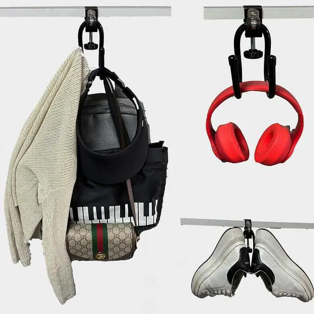 Alt view image 4 of 7 - 2/PK Portable Desk Mount Hanger, Strong Table Hanger Hooks for Backpack, Hard hat, Cords,Bags,Mug,Towels, Shoes, Toys, Umbrella, Cap,Headphone,Purse,Handbag,etc for Table Desk, Under Counter