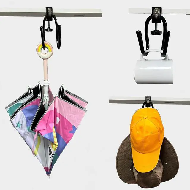 Alt view image 6 of 7 - 2/PK Portable Desk Mount Hanger, Strong Table Hanger Hooks for Backpack, Hard hat, Cords,Bags,Mug,Towels, Shoes, Toys, Umbrella, Cap,Headphone,Purse,Handbag,etc for Table Desk, Under Counter