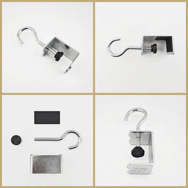 Alt view image 3 of 7 - 8 Pack Desk Hanging Bag Holder Clamp-On Metal Backpack Hanger with Adhesive Pads Industrial Style, Heavy Duty Hooks for Desk, Portable Adjustable Table Banner Clips, Under Desk Purse Hook (Silver)