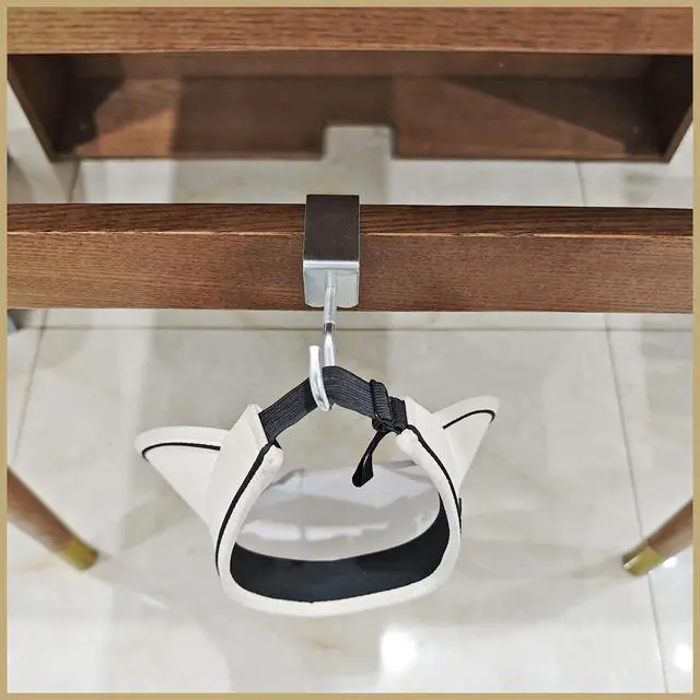 Alt view image 7 of 7 - 8 Pack Desk Hanging Bag Holder Clamp-On Metal Backpack Hanger with Adhesive Pads Industrial Style, Heavy Duty Hooks for Desk, Portable Adjustable Table Banner Clips, Under Desk Purse Hook (Silver)